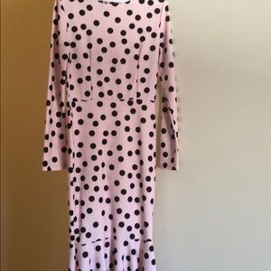 Polka dot pink dress with flared bottom
